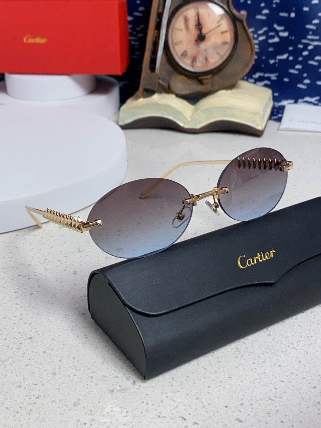 Cartier Lightweight Rimless Silver Lens Sunglasses for Men & Women - 415837 - detail image 10