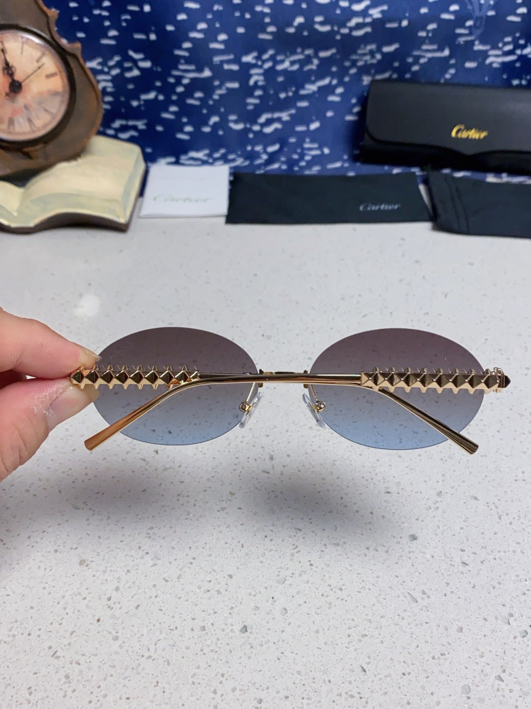 Cartier Lightweight Rimless Silver Lens Sunglasses for Men & Women - 415837 - detail image 5