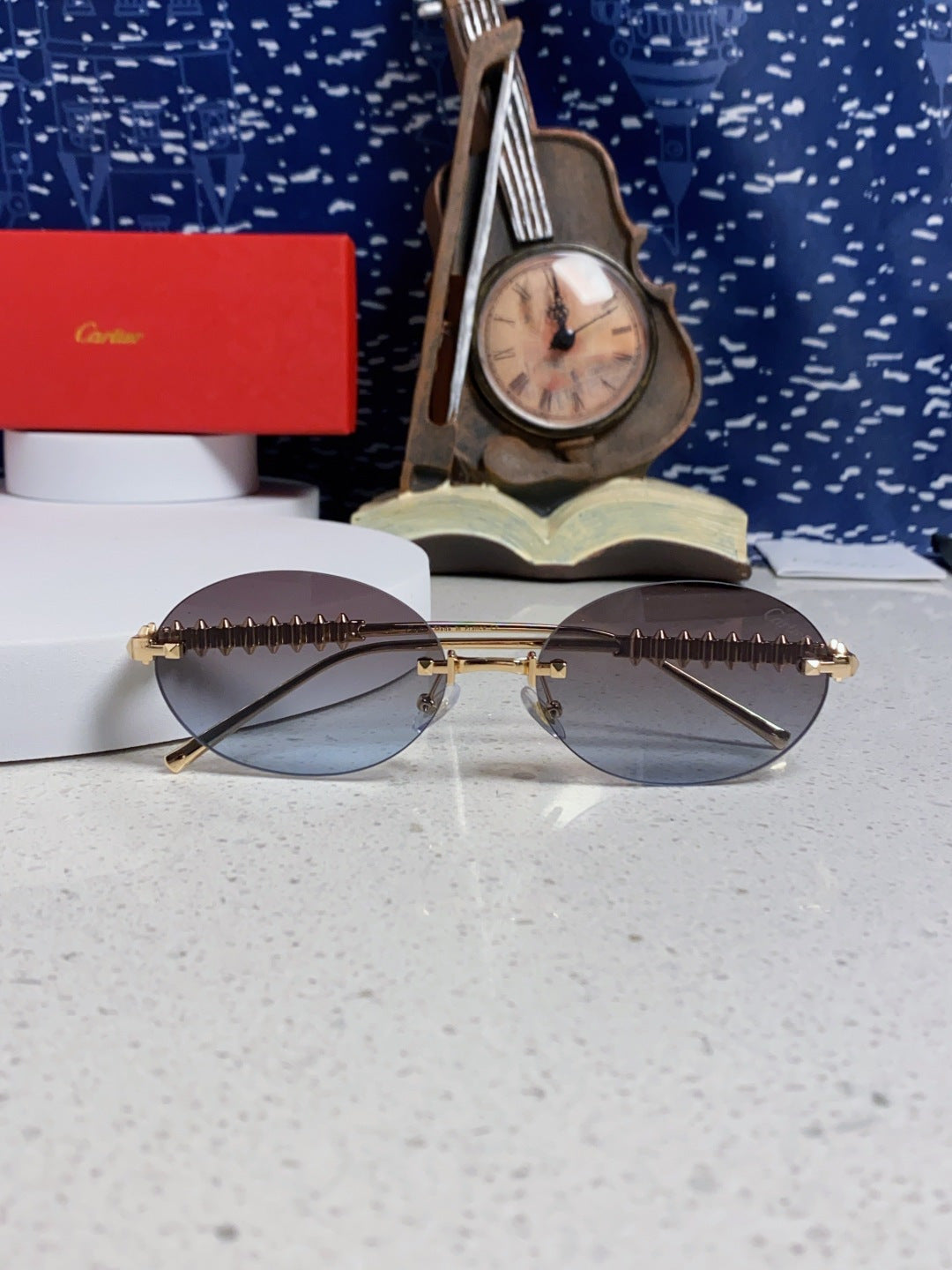 Cartier Lightweight Rimless Silver Lens Sunglasses for Men & Women - 415837 - detail image 9