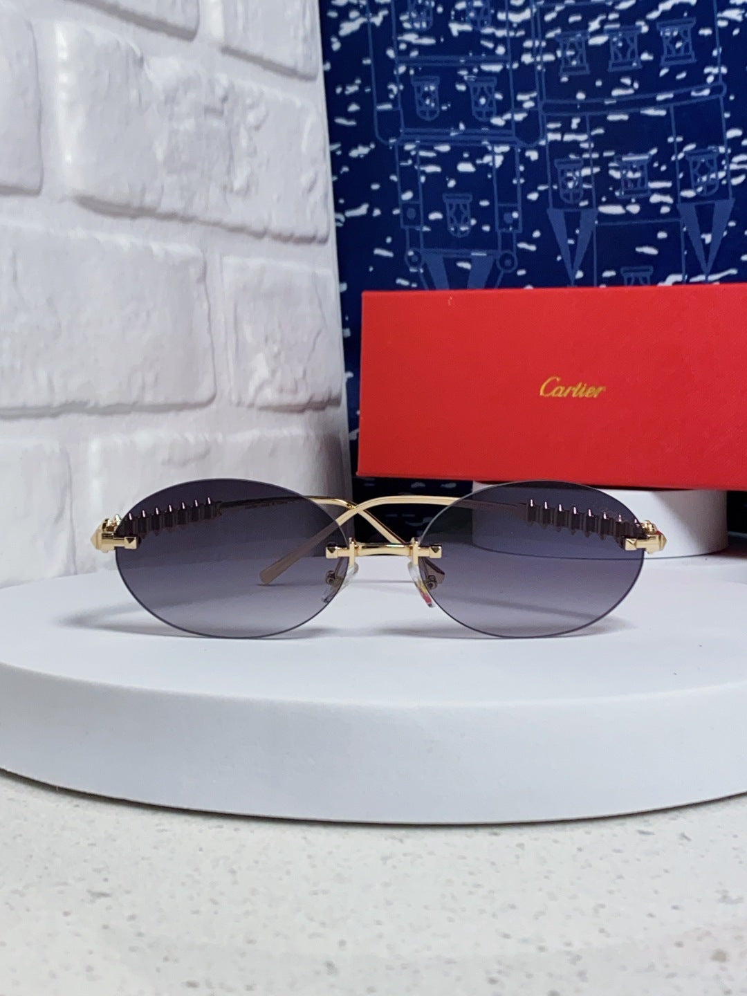 Cartier Lightweight Rimless Silver Lens Sunglasses for Men & Women - 415839 - detail image 2