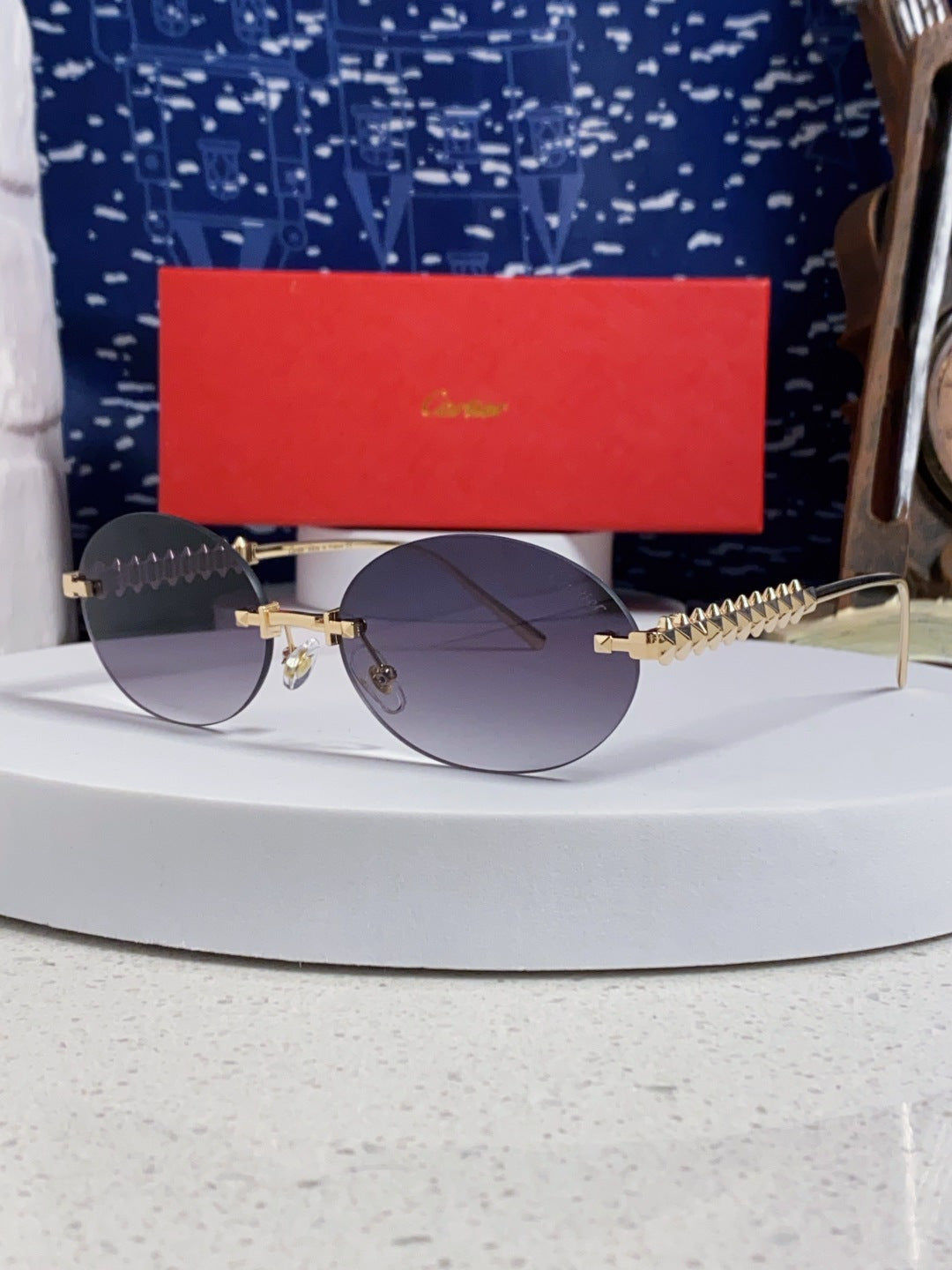 Cartier Lightweight Rimless Silver Lens Sunglasses for Men & Women - 415839