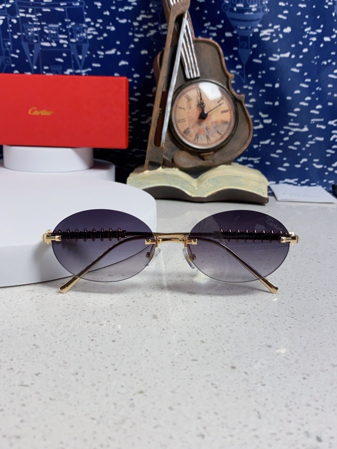 Cartier Lightweight Rimless Silver Lens Sunglasses for Men & Women - 449431 - detail image 9