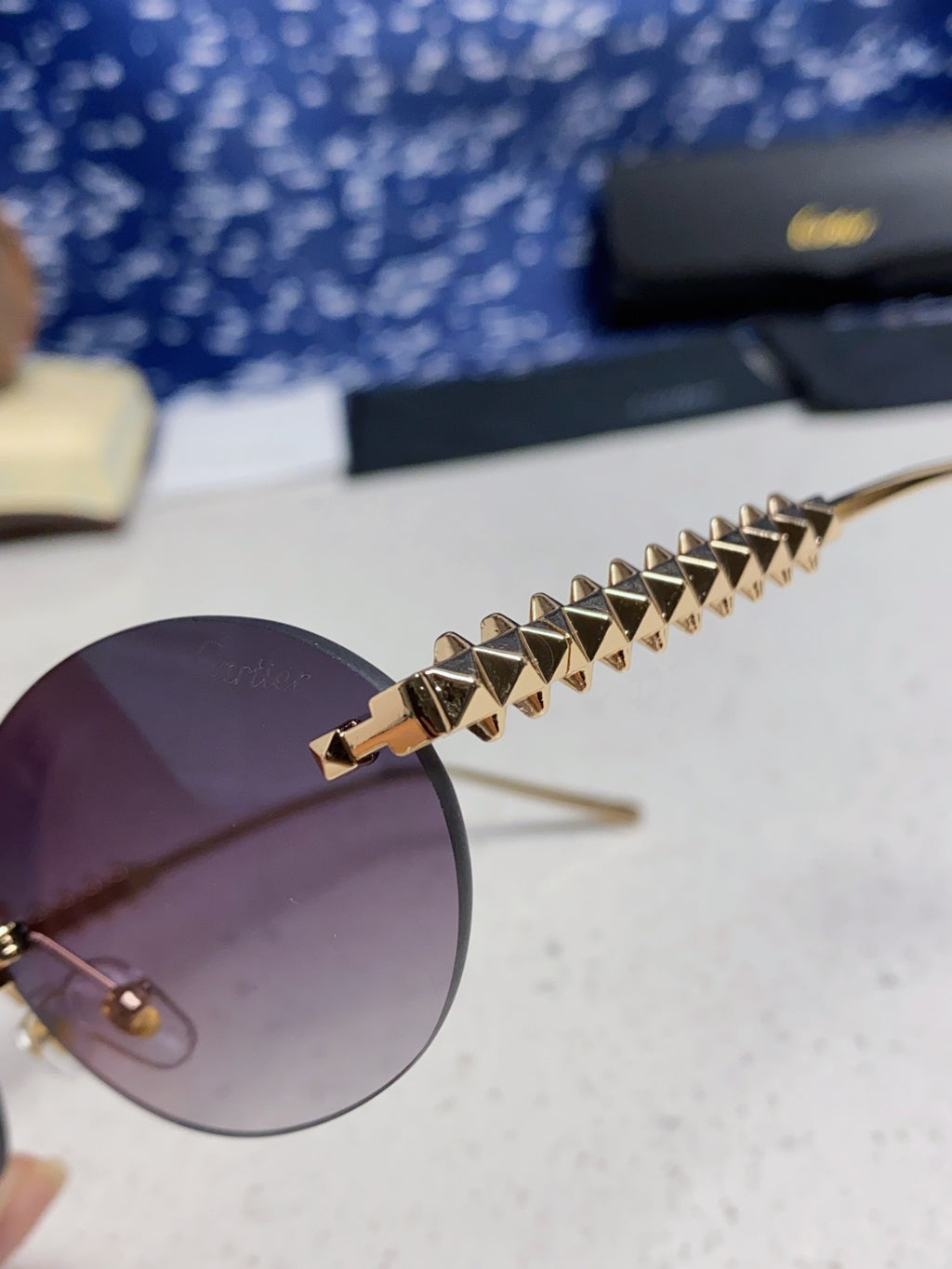 Cartier Lightweight Rimless Silver Lens Sunglasses for Men & Women - 415839 - detail image 7