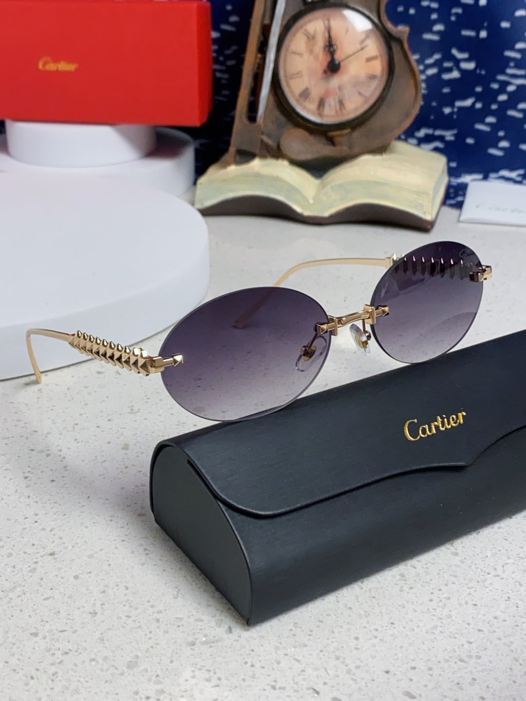 Cartier Lightweight Rimless Silver Lens Sunglasses for Men & Women - 449431 - detail image 10
