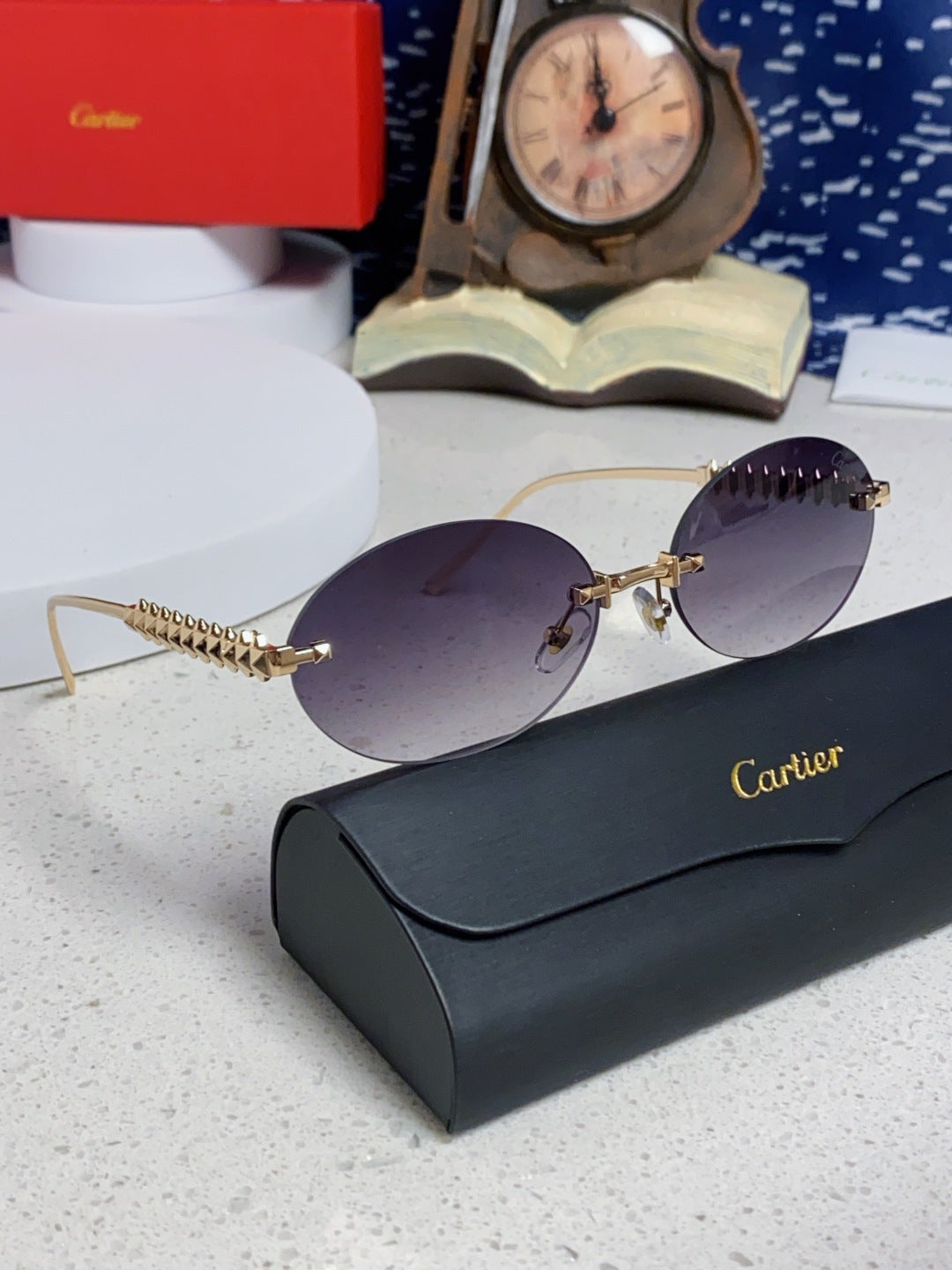 Cartier Lightweight Rimless Silver Lens Sunglasses for Men & Women - 415839 - detail image 10