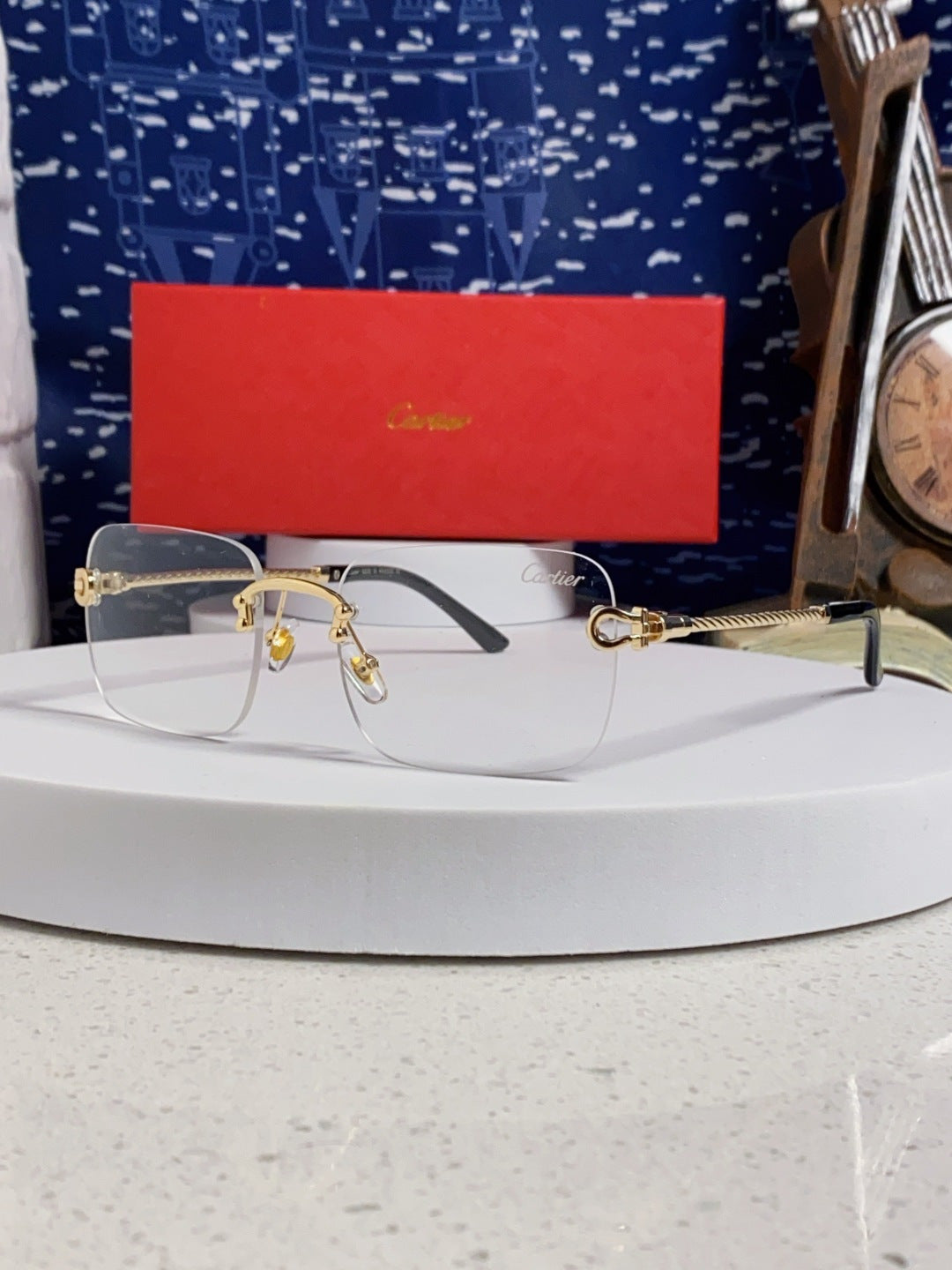 Cartier Lightweight Rimless Silver Lens Sunglasses for Men & Women - 449433