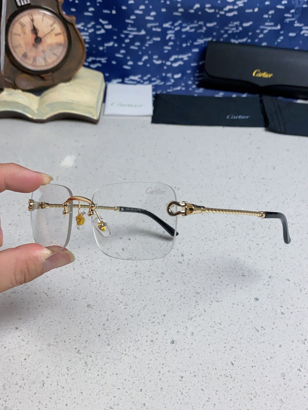 Cartier Lightweight Rimless Silver Lens Sunglasses for Men & Women - 415841 - detail image 6