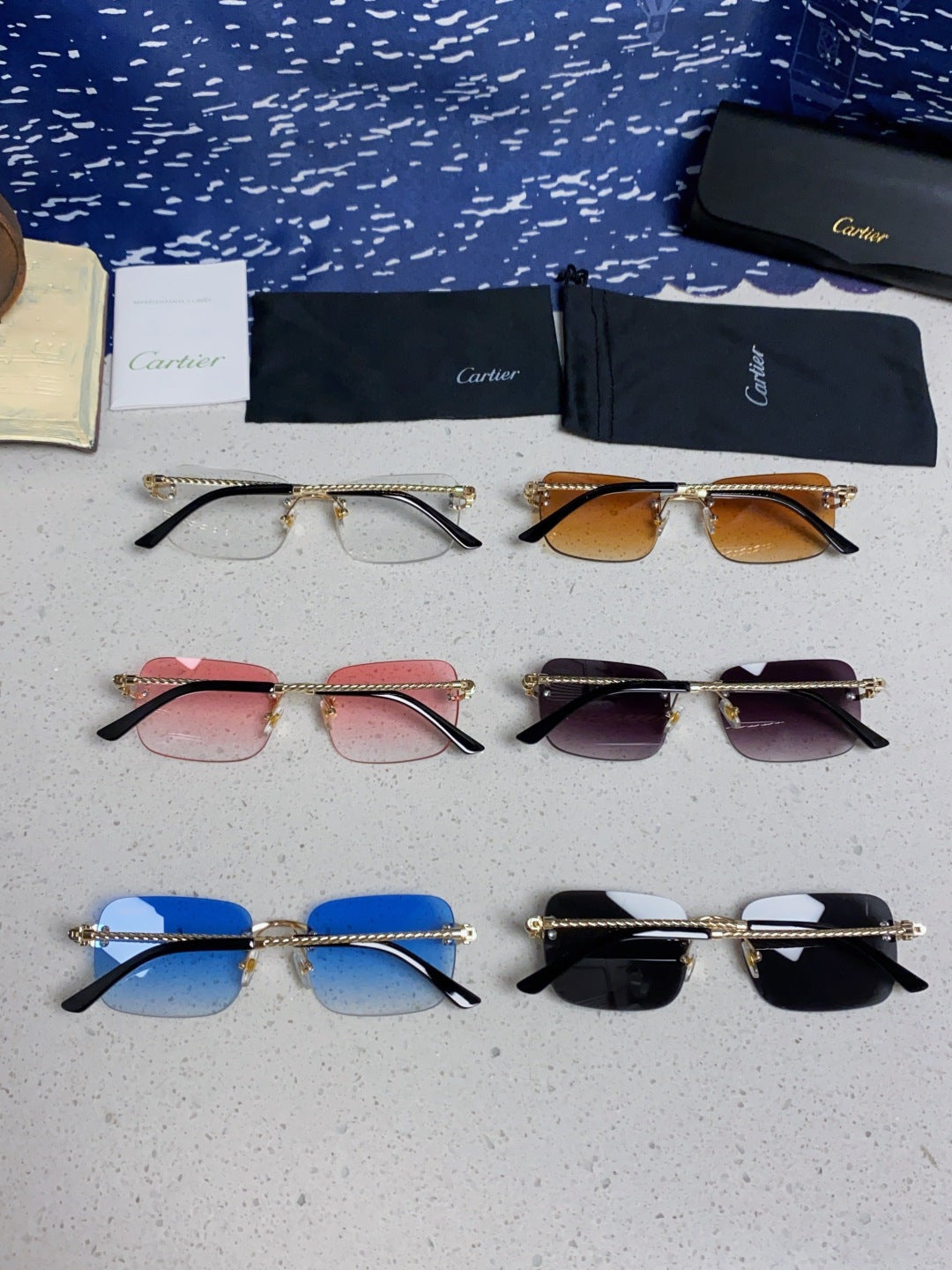 Cartier Lightweight Rimless Red Lens Sunglasses for Men & Women - 415842 - detail image 11