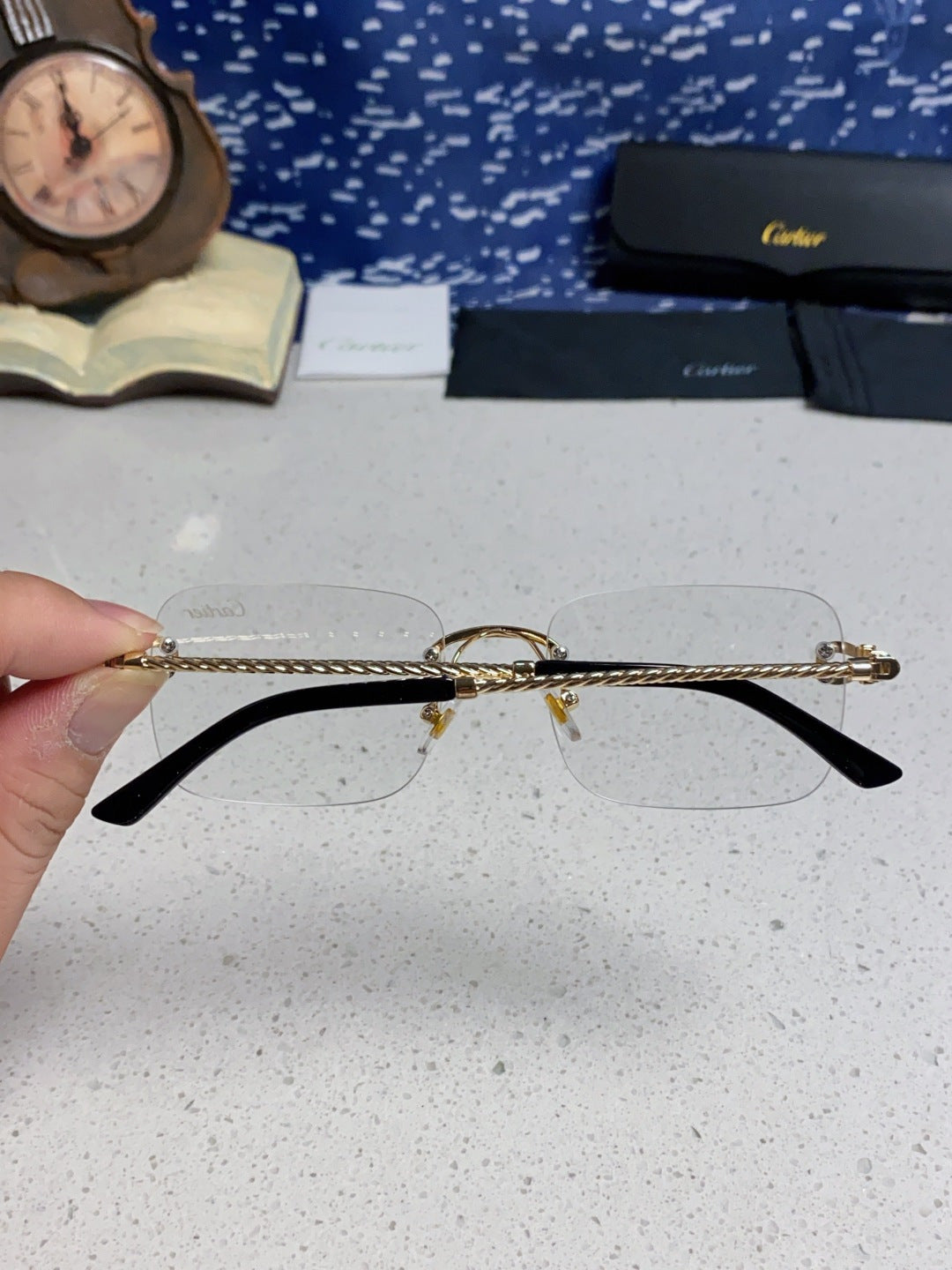 Cartier Lightweight Rimless Silver Lens Sunglasses for Men & Women - 415841 - detail image 5