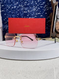 Cartier Lightweight Rimless Red Lens Sunglasses for Men & Women - 449434