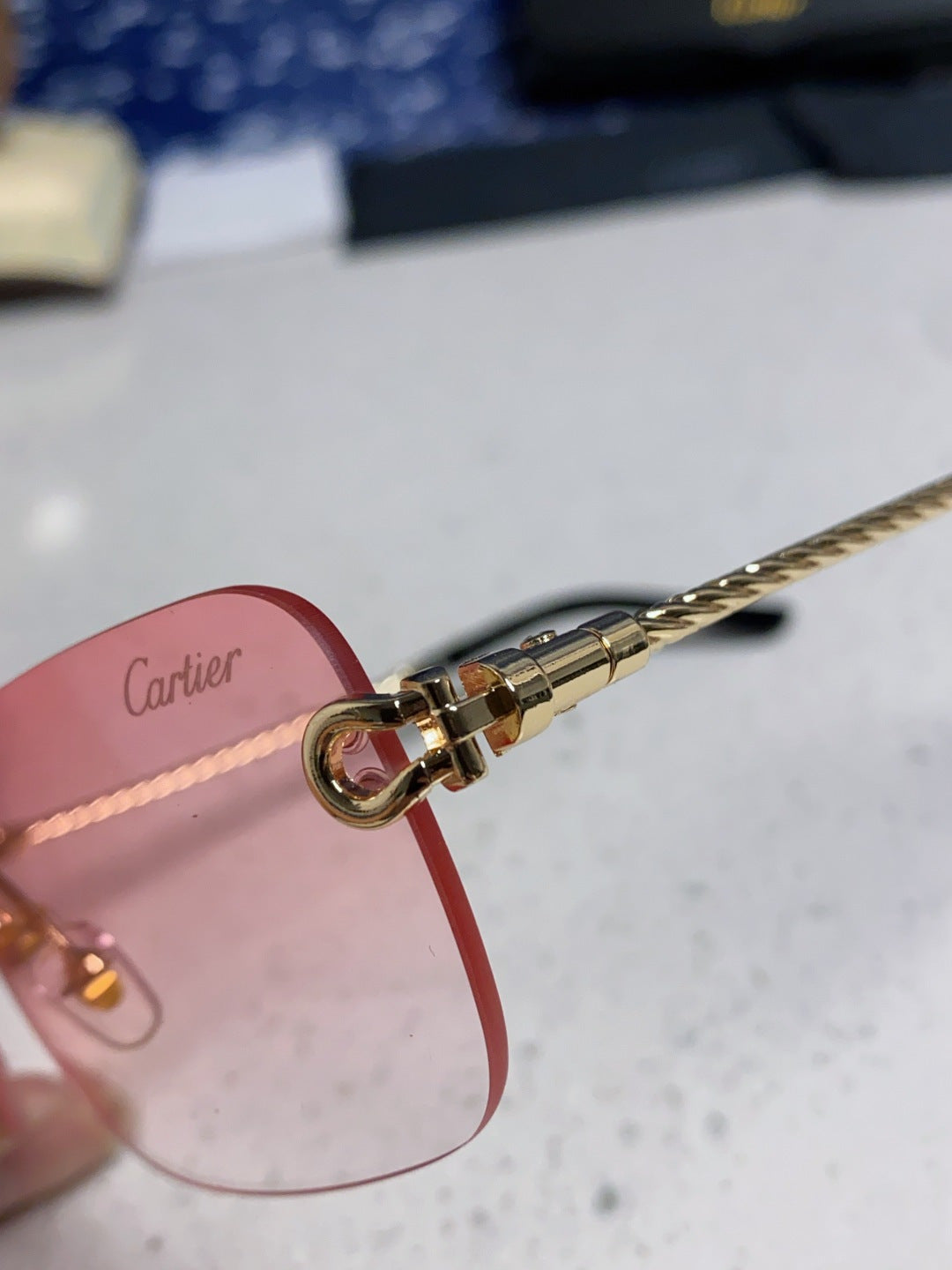 Cartier Lightweight Rimless Red Lens Sunglasses for Men & Women - 449434 - detail image 7