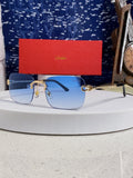 Cartier Lightweight Rimless Blue Lens Sunglasses for Men & Women - 449435