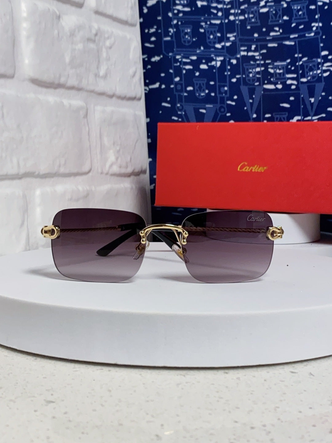 Cartier Lightweight Rimless Silver Lens Sunglasses for Men & Women - 415845 - detail image 2