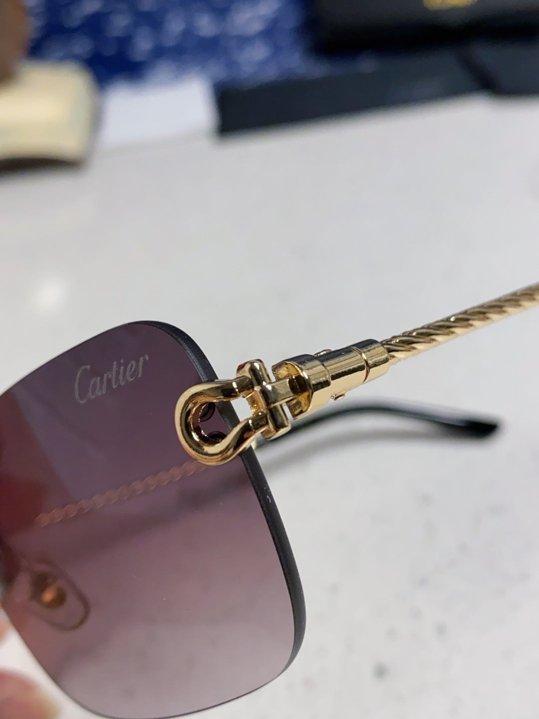 Cartier Lightweight Rimless Silver Lens Sunglasses for Men & Women - 449437 - detail image 7