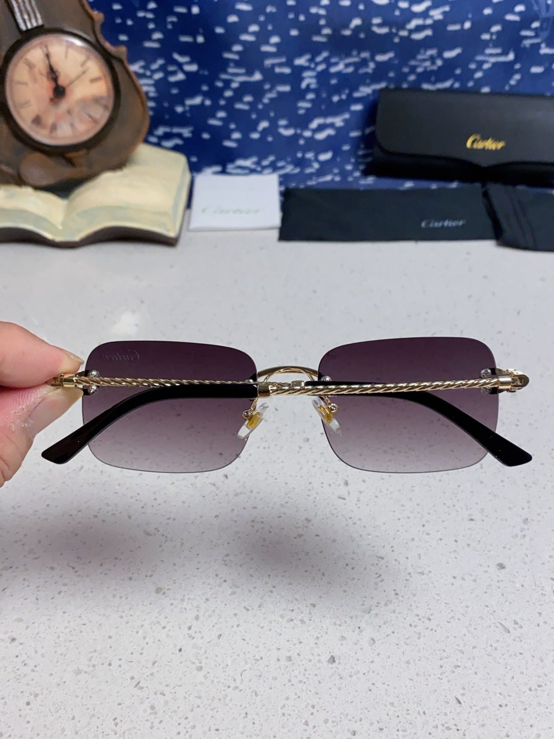 Cartier Lightweight Rimless Silver Lens Sunglasses for Men & Women - 449437 - detail image 5