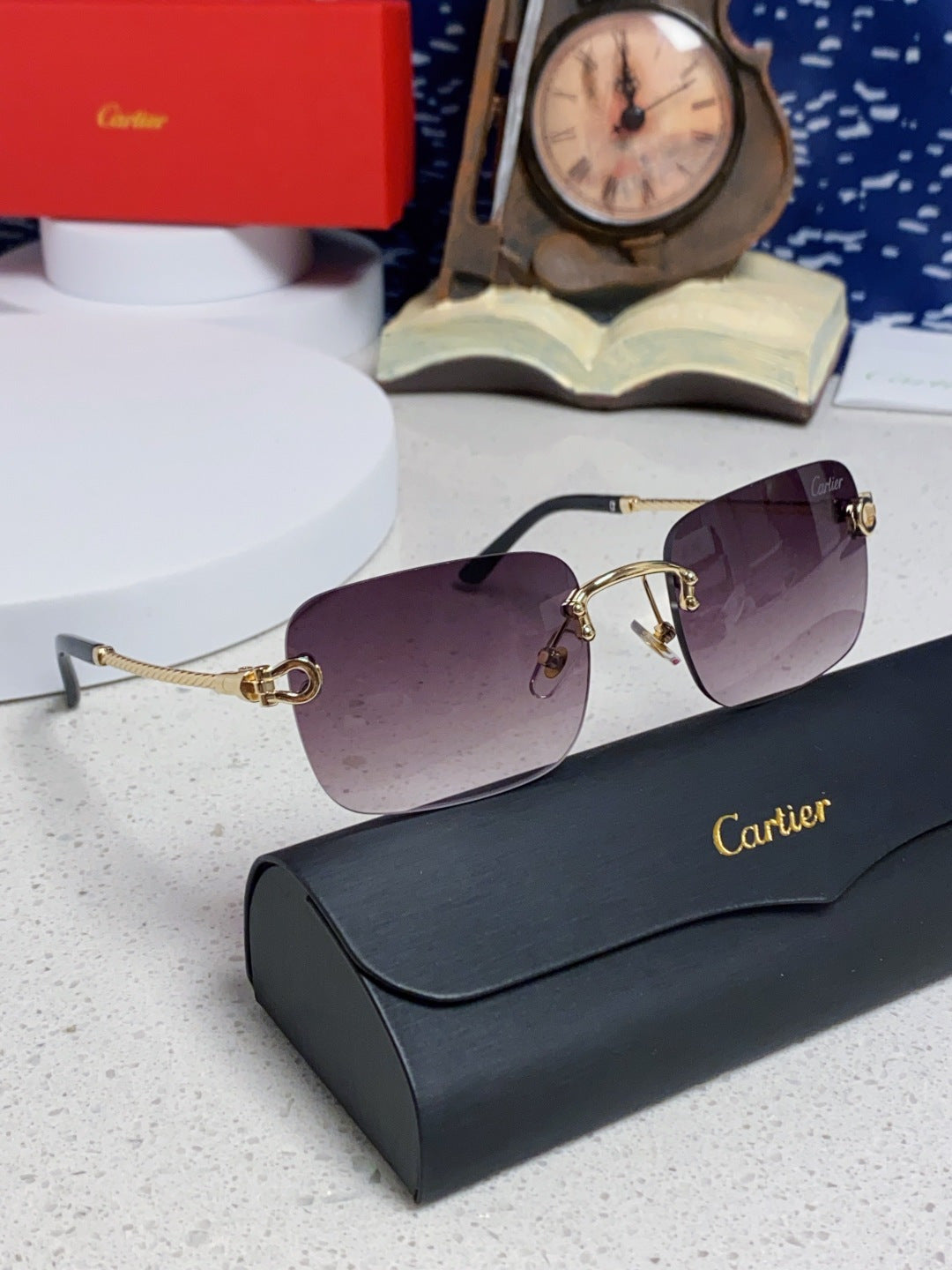 Cartier Lightweight Rimless Silver Lens Sunglasses for Men & Women - 449437 - detail image 10