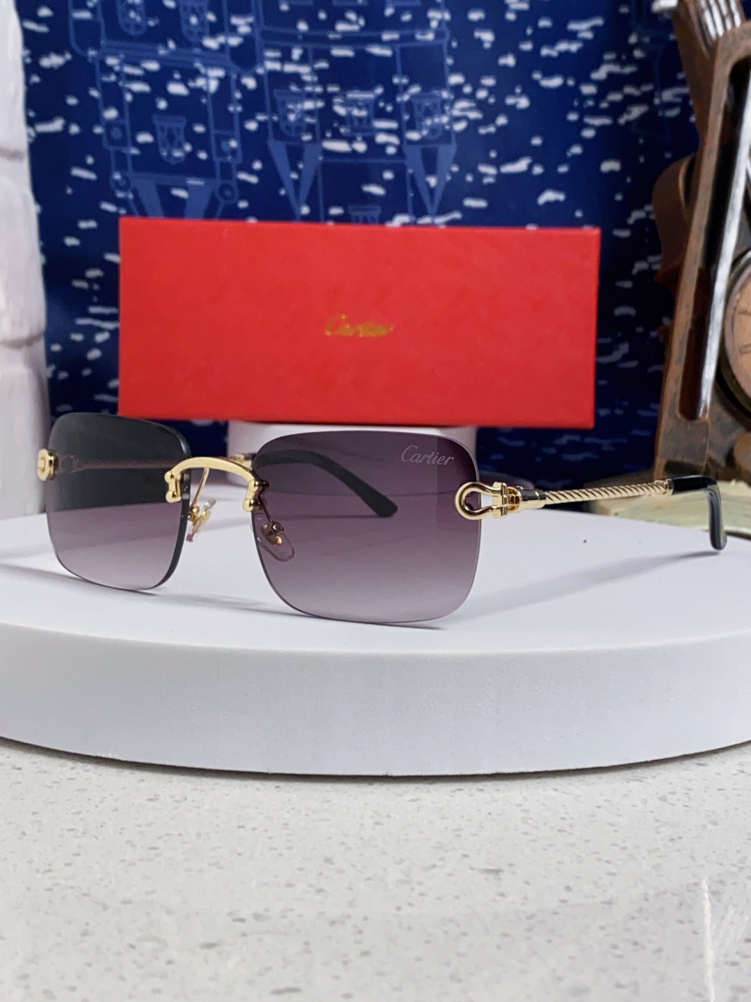 Cartier Lightweight Rimless Silver Lens Sunglasses for Men & Women - 415845