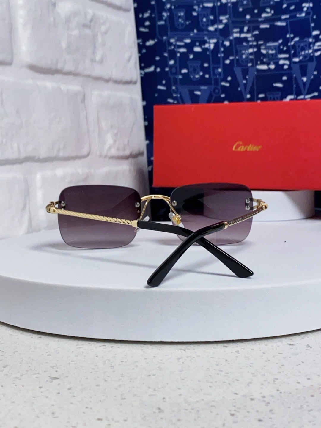 Cartier Lightweight Rimless Silver Lens Sunglasses for Men & Women - 415845 - detail image 3