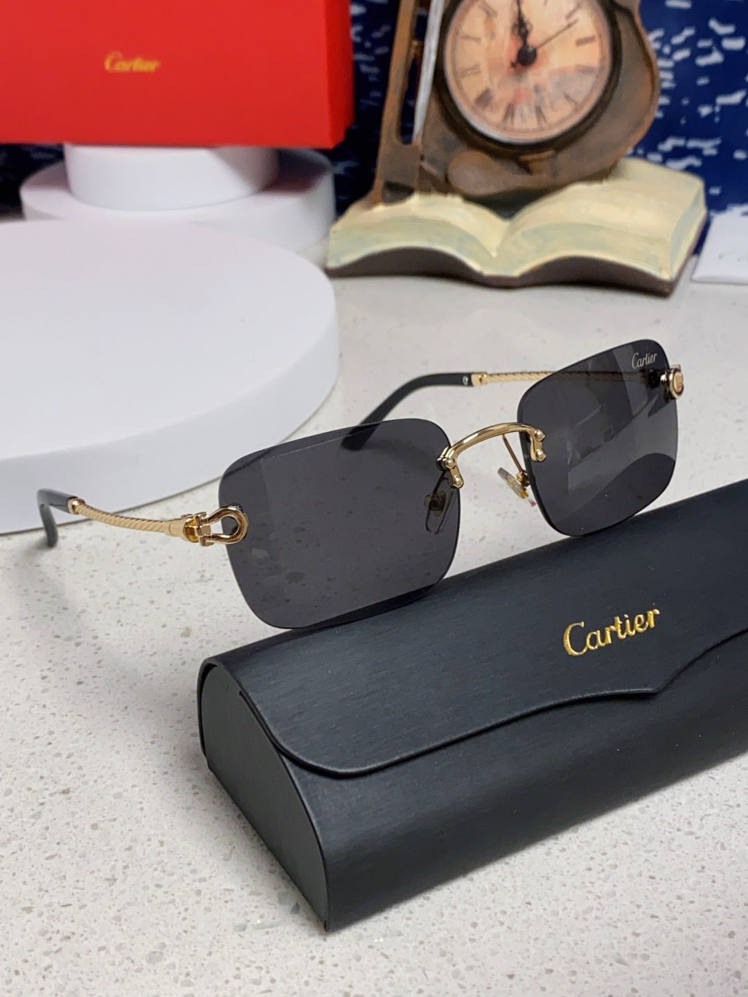 Cartier Lightweight Rimless Black Lens Sunglasses for Men & Women - 415846 - detail image 10