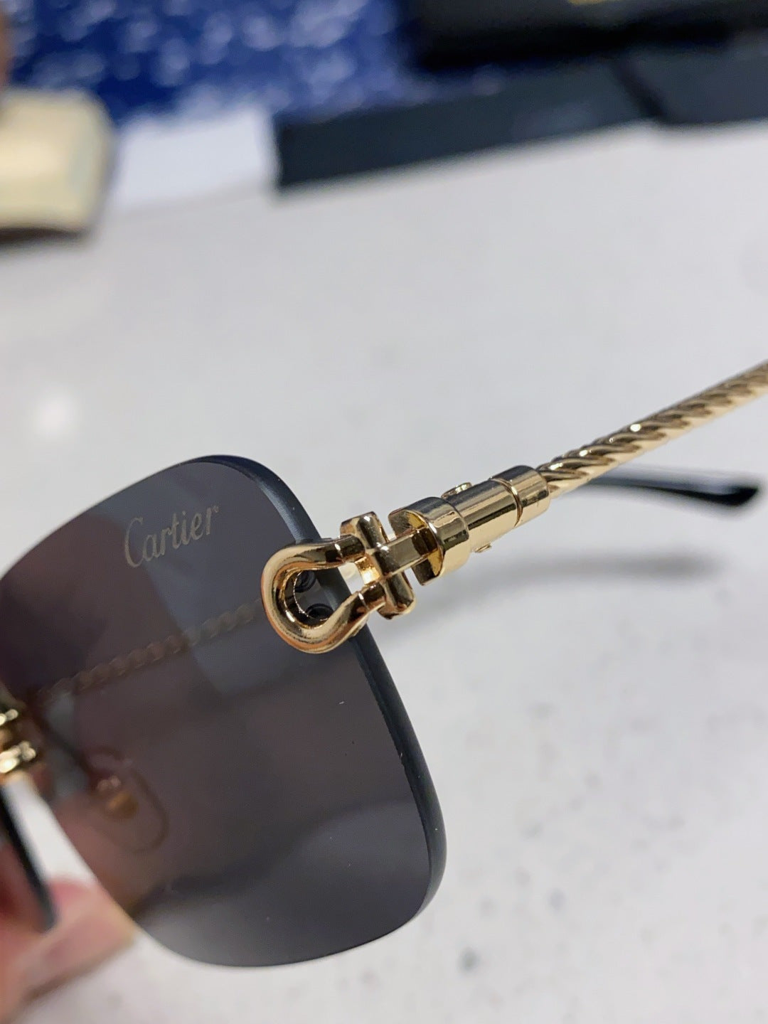Cartier Lightweight Rimless Black Lens Sunglasses for Men & Women - 415846 - detail image 7