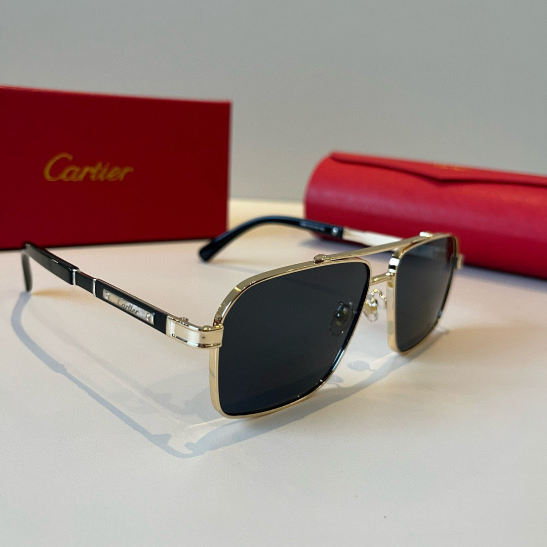 Cartier Lightweight Metal Rimless Brown Lens Sunglasses for Men & Wom - 487376
