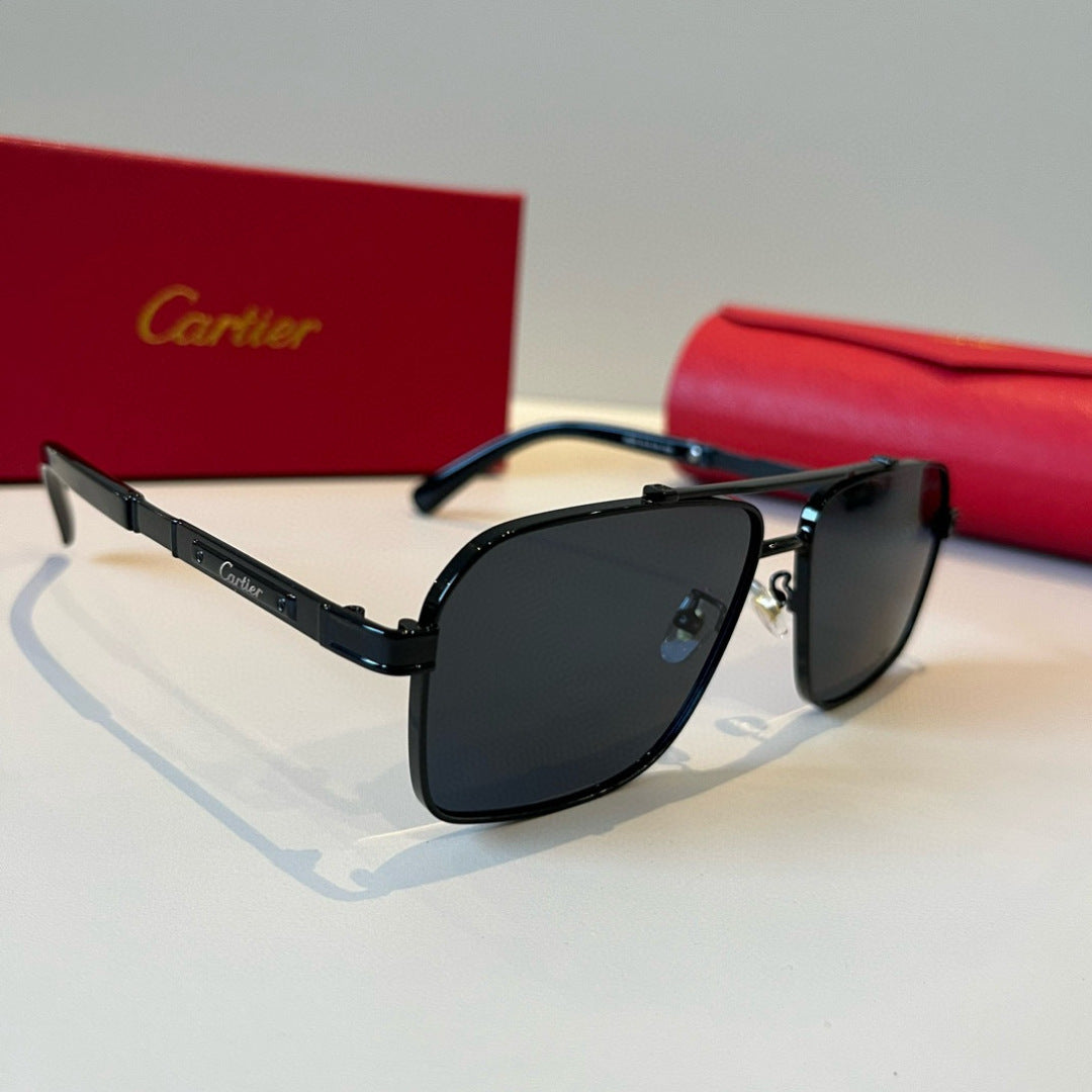 Cartier Lightweight Metal Rimless Black Lens Sunglasses for Men & Wom - 487377