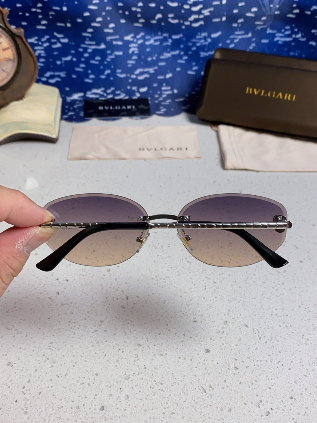 Bottega Veneta Lightweight Metal Rimless Silver Lens Sunglasses - 466347 - detail image 5