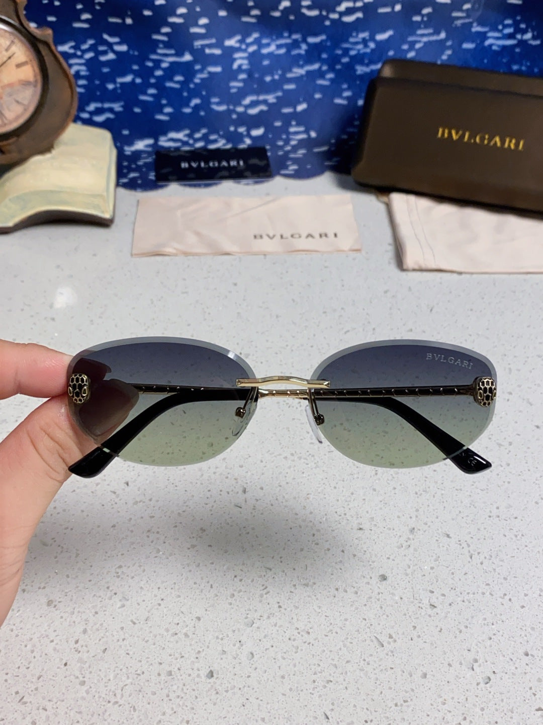 Bottega Veneta Lightweight Metal Rimless Silver Lens Sunglasses - 466348 - detail image 4