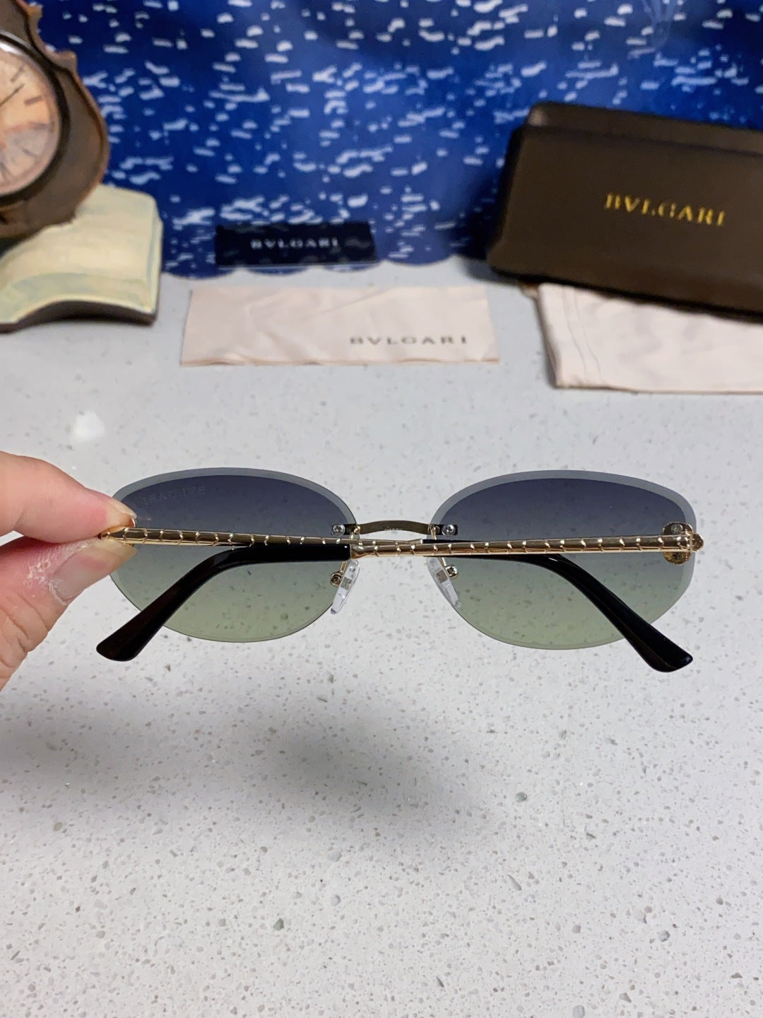 Bottega Veneta Lightweight Metal Rimless Silver Lens Sunglasses - 466348 - detail image 5