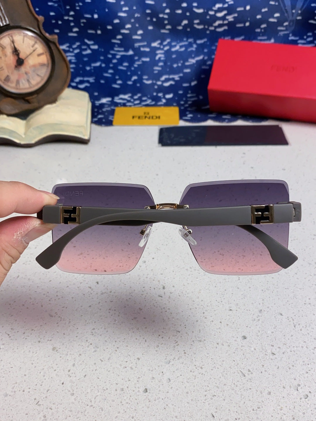 Fendi Lightweight Rimless Silver Lens Sunglasses for Women - 466182 - detail image 5
