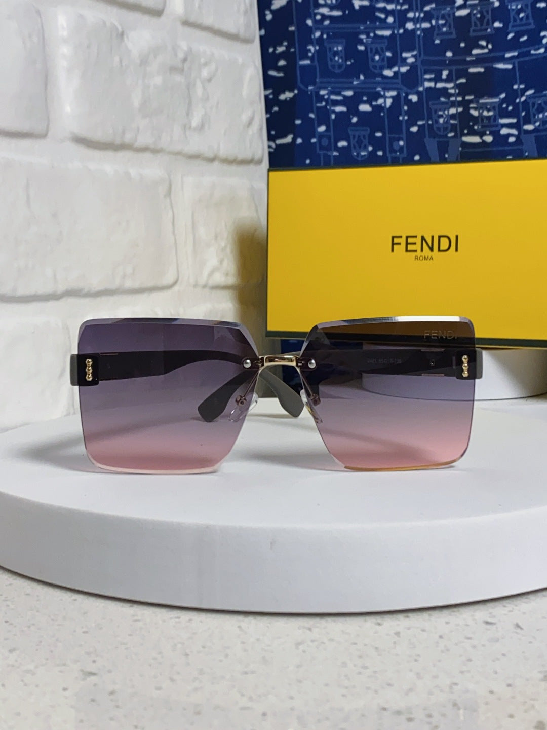 Fendi Lightweight Rimless Silver Lens Sunglasses for Women - 466182 - detail image 2