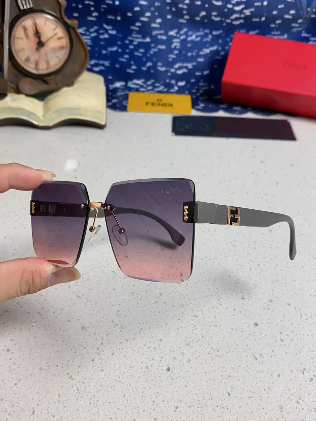 Fendi Lightweight Rimless Silver Lens Sunglasses for Women - 466182 - detail image 6
