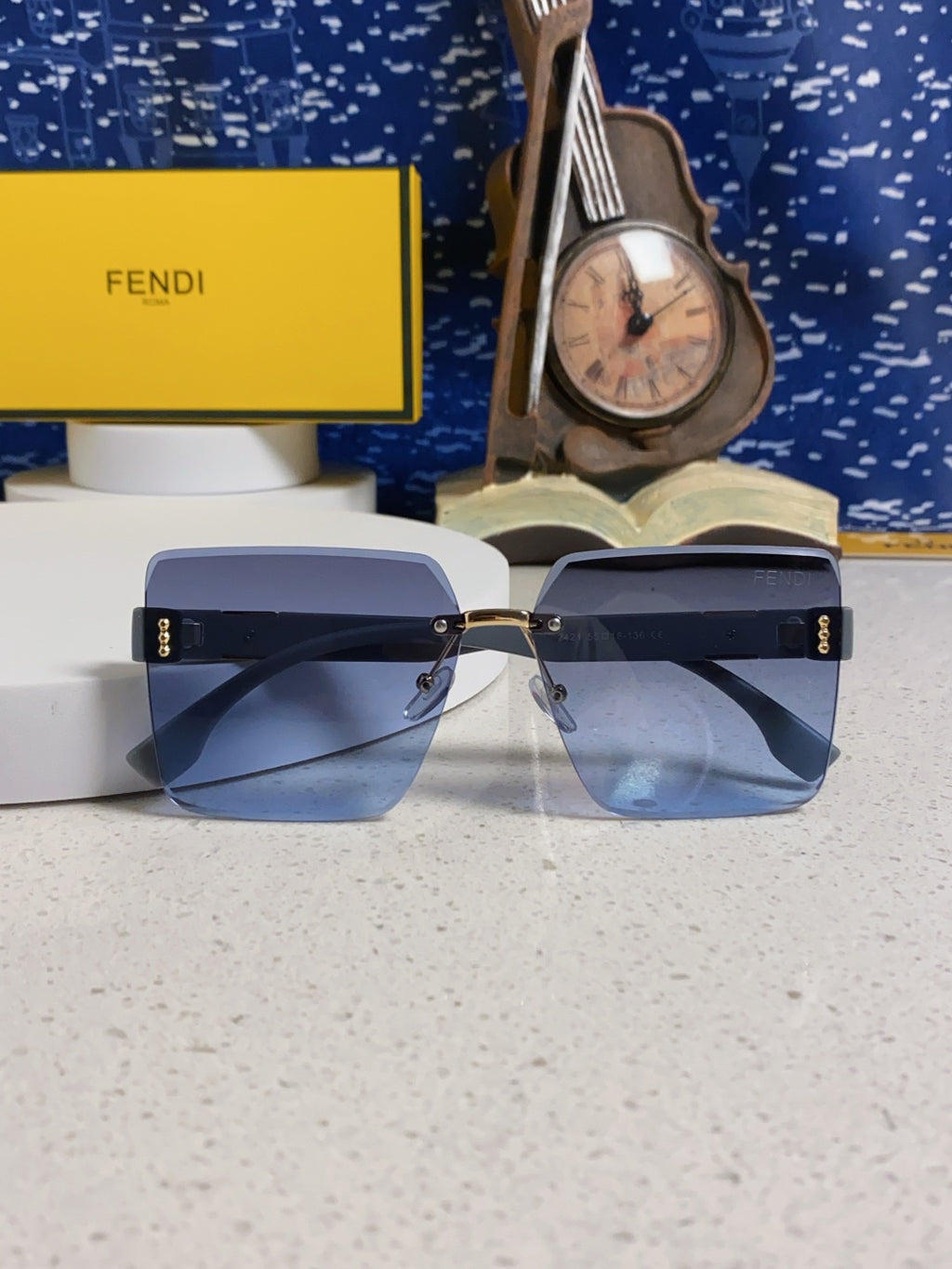 Fendi Lightweight Rimless Blue Lens Sunglasses for Women - detail image 9