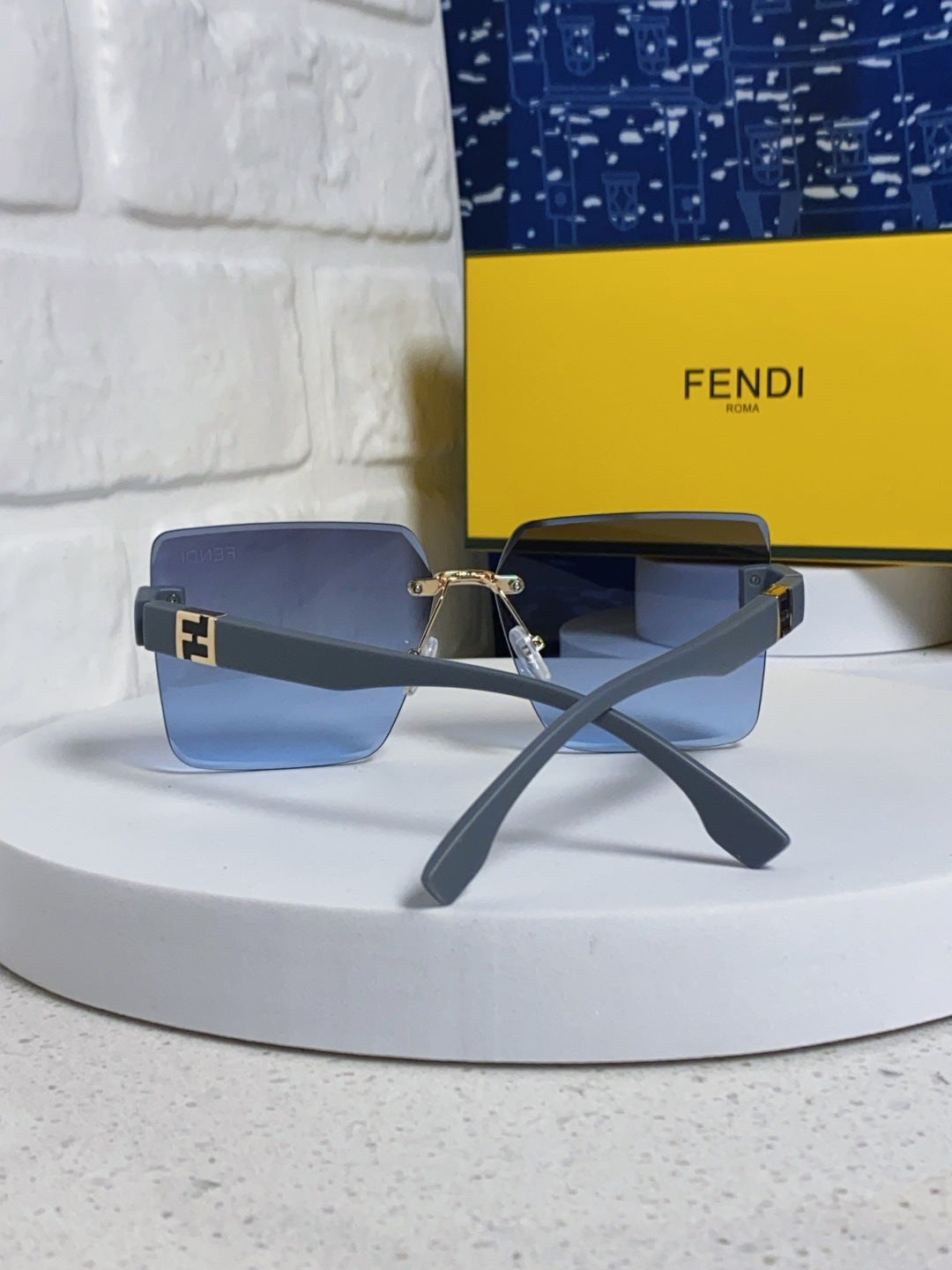 Fendi Lightweight Rimless Blue Lens Sunglasses for Women - detail image 3
