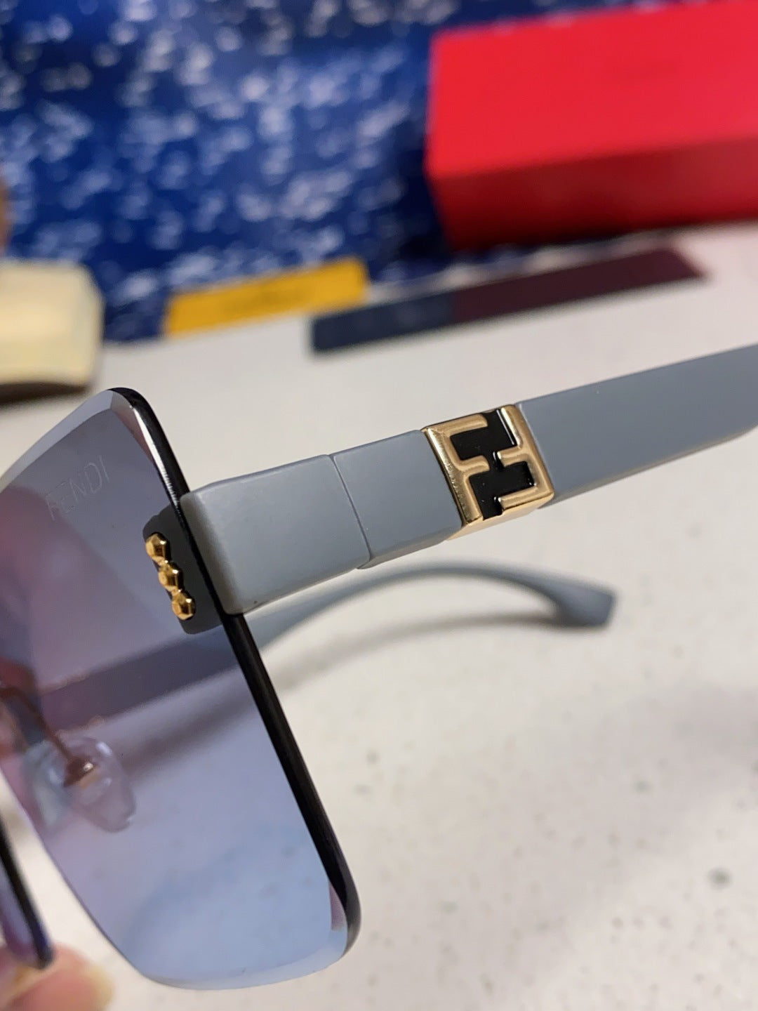 Fendi Lightweight Rimless Blue Lens Sunglasses for Women - detail image 7