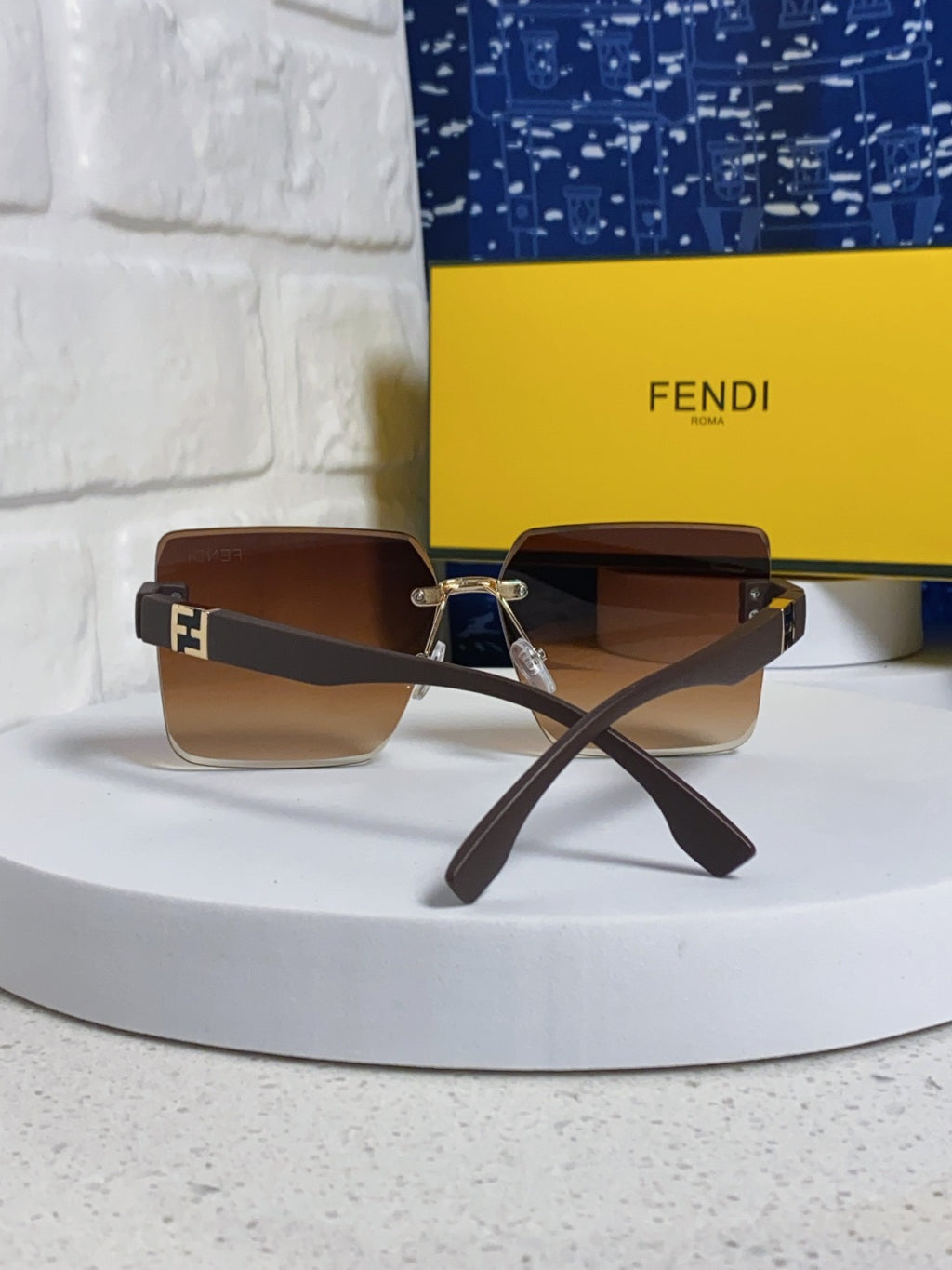 Fendi Lightweight Rimless Brown Lens Sunglasses for Women - detail image 3