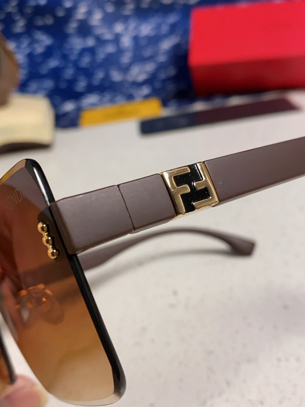 Fendi Lightweight Rimless Brown Lens Sunglasses for Women - detail image 7