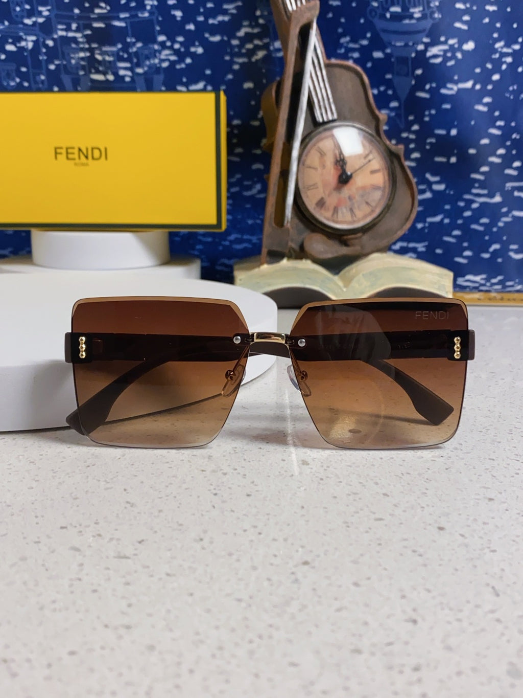 Fendi Lightweight Rimless Brown Lens Sunglasses for Women - detail image 9