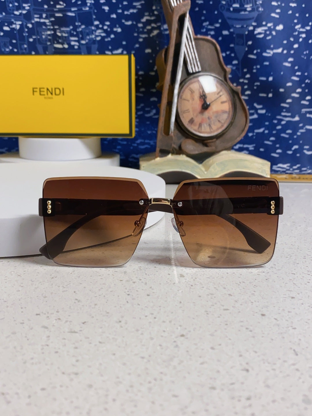 Fendi Lightweight Rimless Brown Lens Sunglasses for Women - detail image 9