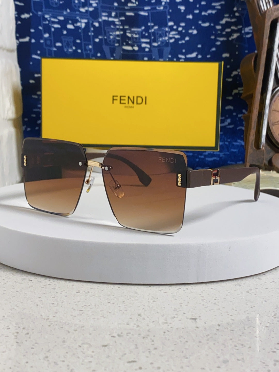 Fendi Lightweight Rimless Brown Lens Sunglasses for Women