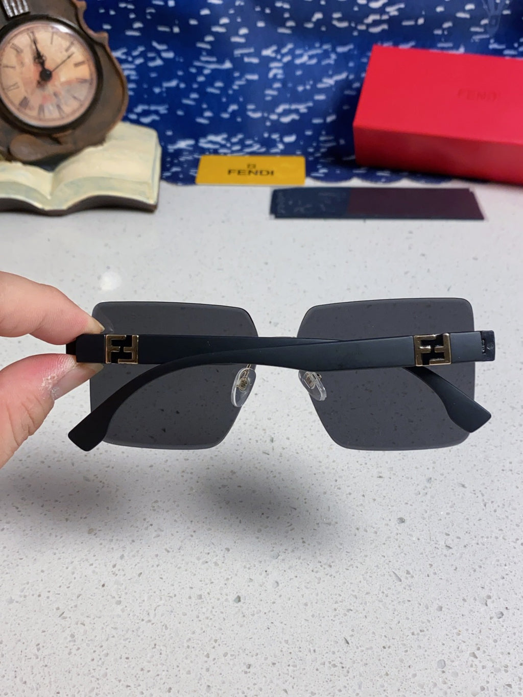 Fendi Lightweight Rimless Silver Lens Sunglasses for Women - detail image 5