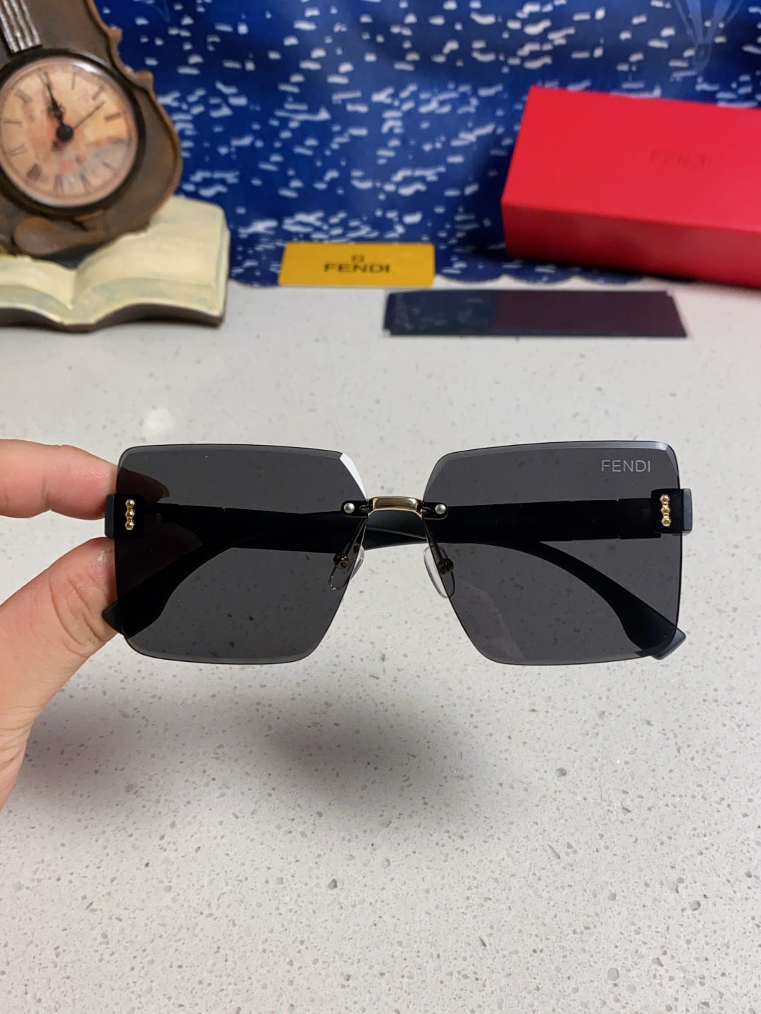 Fendi Lightweight Rimless Silver Lens Sunglasses for Women - detail image 4