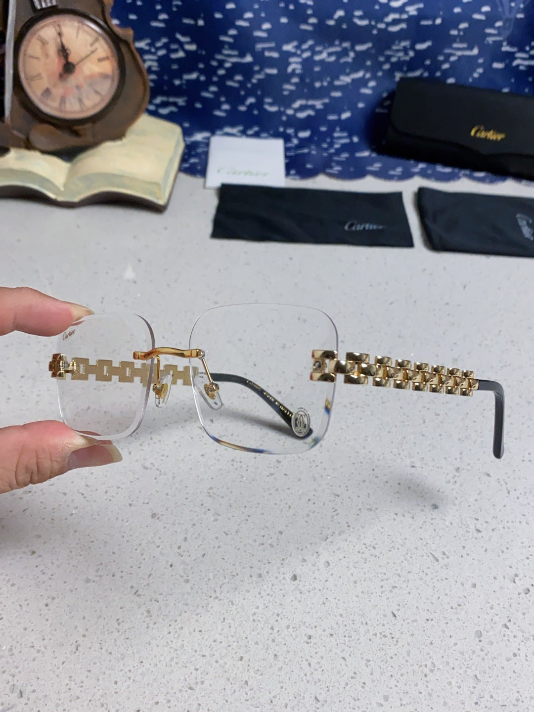 Cartier Lightweight Rimless Silver Lens Sunglasses for Men & Women - 493654 - detail image 5