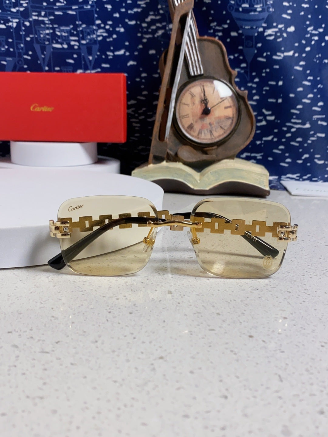 Cartier Lightweight Rimless Brown Lens Sunglasses for Men & Women - 415881 - detail image 9