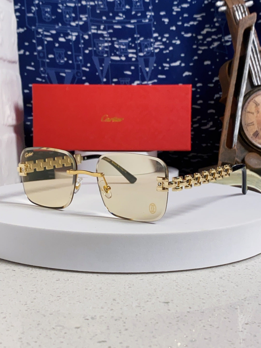 Cartier Lightweight Rimless Brown Lens Sunglasses for Men & Women - 493655