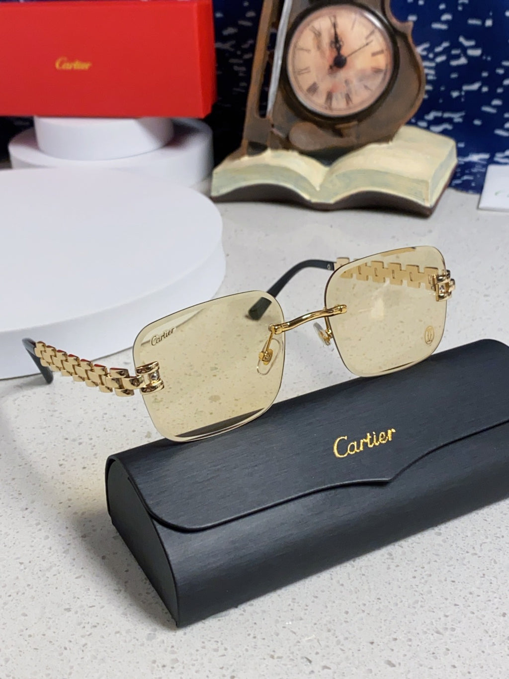 Cartier Lightweight Rimless Brown Lens Sunglasses for Men & Women - 493655 - detail image 10