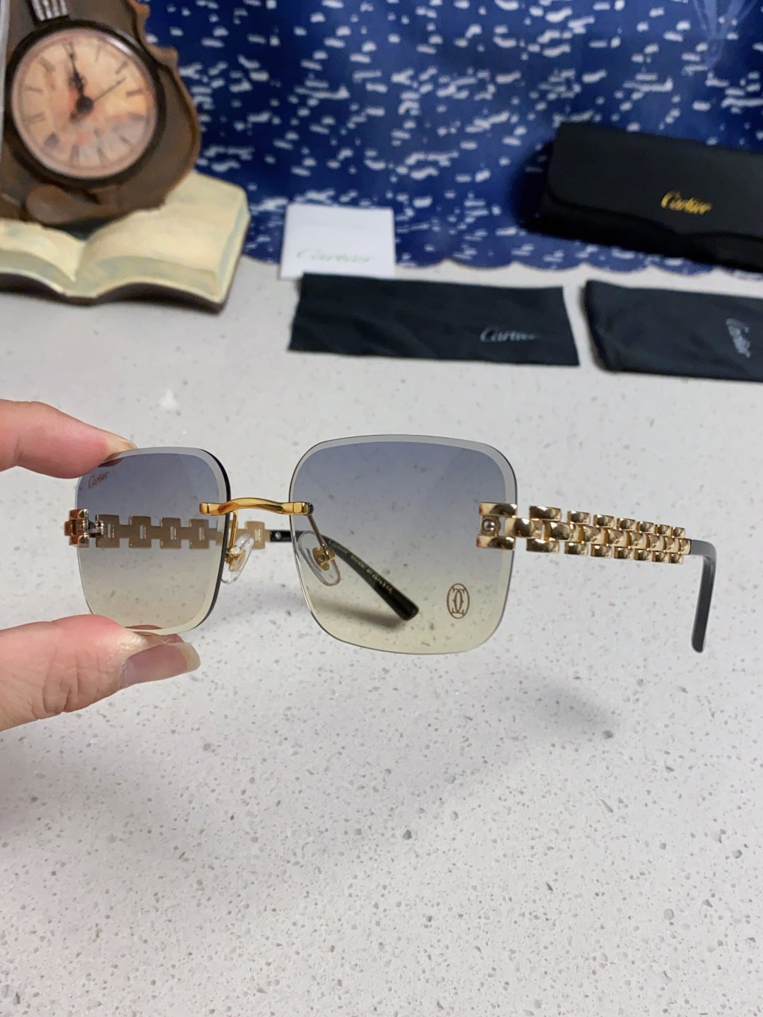 Cartier Lightweight Rimless Silver Lens Sunglasses for Men & Women - 415882 - detail image 6