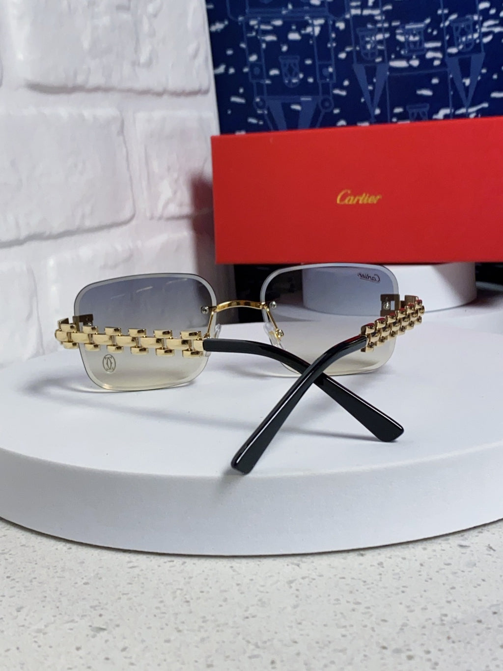 Cartier Lightweight Rimless Silver Lens Sunglasses for Men & Women - 493656 - detail image 3