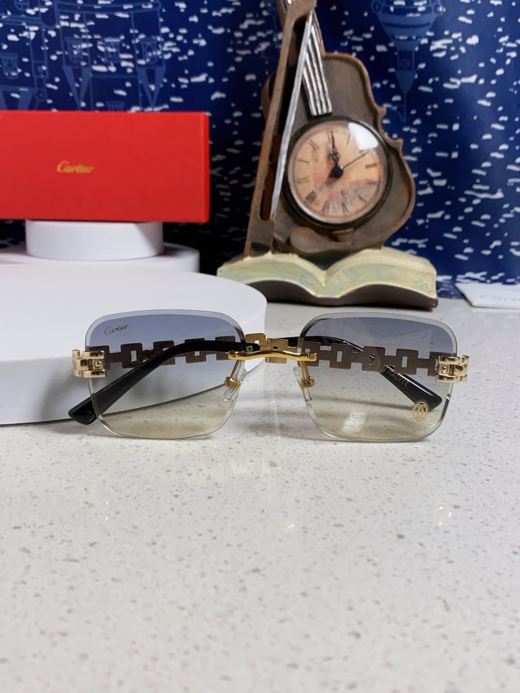 Cartier Lightweight Rimless Silver Lens Sunglasses for Men & Women - 415882 - detail image 9