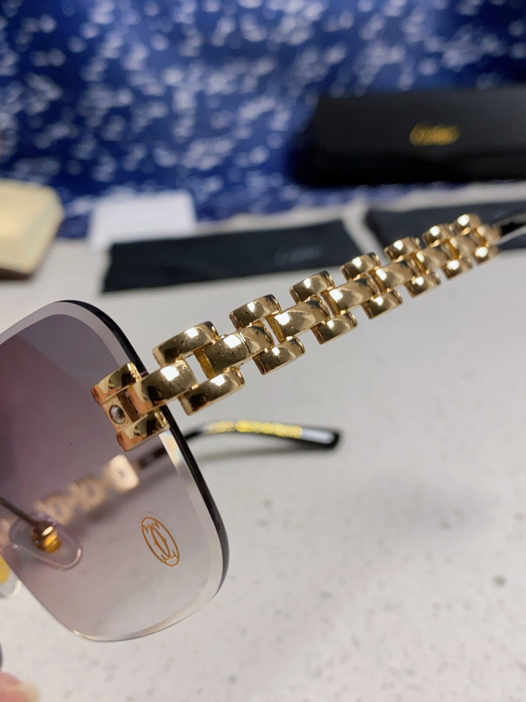 Cartier Lightweight Rimless Silver Lens Sunglasses for Men & Women - 493658 - detail image 7